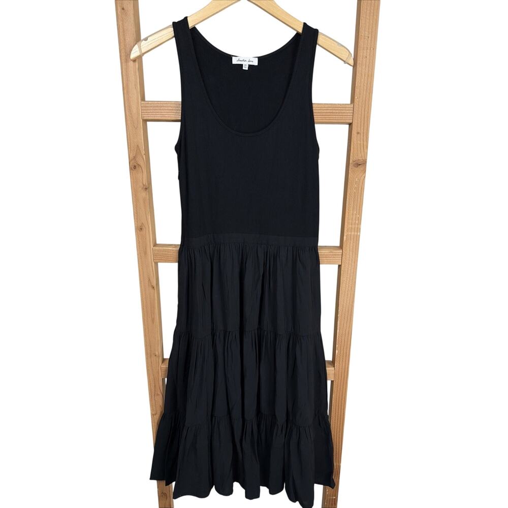 NWT Another Love Black Scoop Neck Empire Waist 3-Tiered Midi Tank Dress Size S